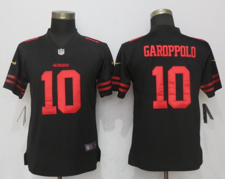 Women San Francisco 49ers #10 Garoppolo Black Vapor Untouchable NFL Jerseys->women nfl jersey->Women Jersey